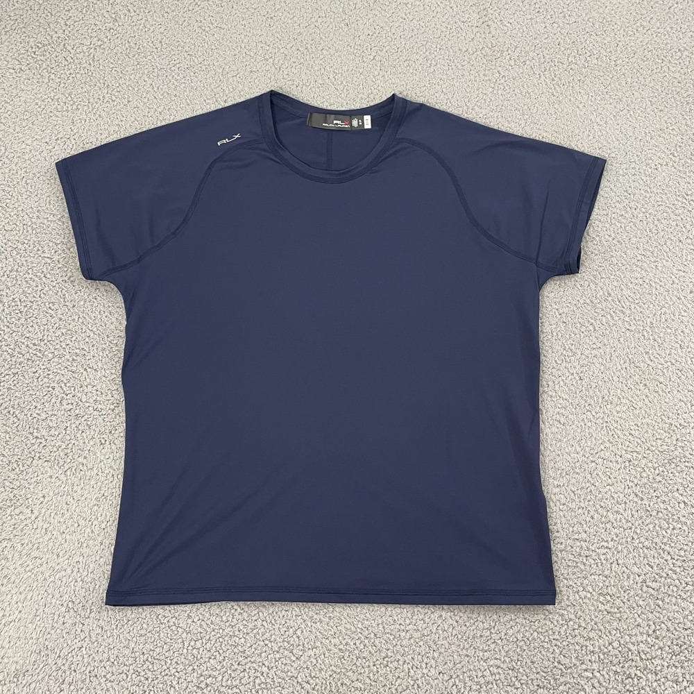 RLX Ralph Lauren Shirt Women XL Navy Performance Athletic Short Sleeve